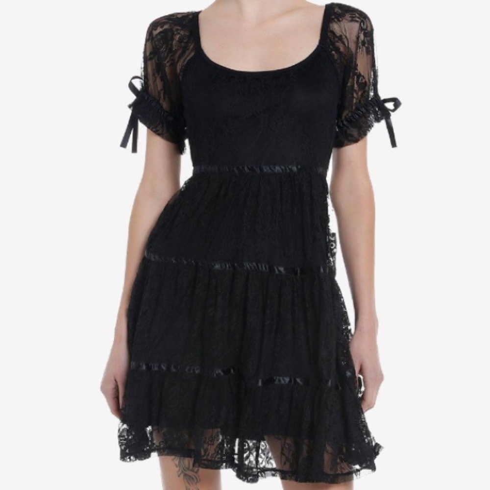 Cosmic Aura Black Lace Babydoll Tiered Dress‎ Hot Topic